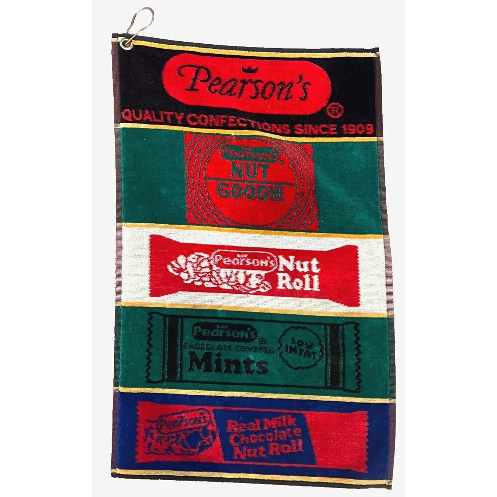 Vtg Christopher Hatton Golf Caddy Towel Pearson's Candy Nut Roll Belgium RARE